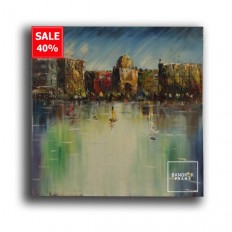 ภาพวาดสีน้ำมัน วาดด้วยมือ ขนาดภาพ 29.5x28.5 นิ้ว