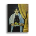 ภาพวาดสีน้ำมัน A woman with fruits วาดด้วยมือ ขนาดภาพ 25x33 นิ้ว