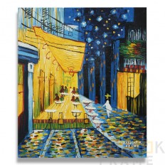 ภาพวาดสีน้ำมันรูปสไตล์แวนโก๊ะ "the cafe terrace"  ขนาดภาพ 20x24 นิ้ว