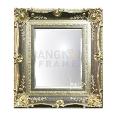 กรอบหลุยส์อลังการ-กระจกเงาเจียปลี-สีระเบิดเทา รหัสJJBPGRAY-581-102 หน้าไม้กว้าง 6 นิ้ว ขนาดกระจก 16x20 นิ้ว