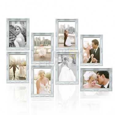 กรอบรูปแต่งงานหลุยส์สีขาว-พลาสติก พิมพ์ภาพ-เคลือบภาพ-8 กรอบ 