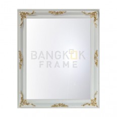 กรอบหลุยส์ไม้แท้-หลุยส์วินเทจ-สีขาวขอบทอง ลายวินเทจ สไตล์ยุโรป หน้ากว้าง 1 นิ้ว