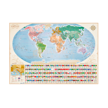 แผนที่โลกพร้อมธงชาติ